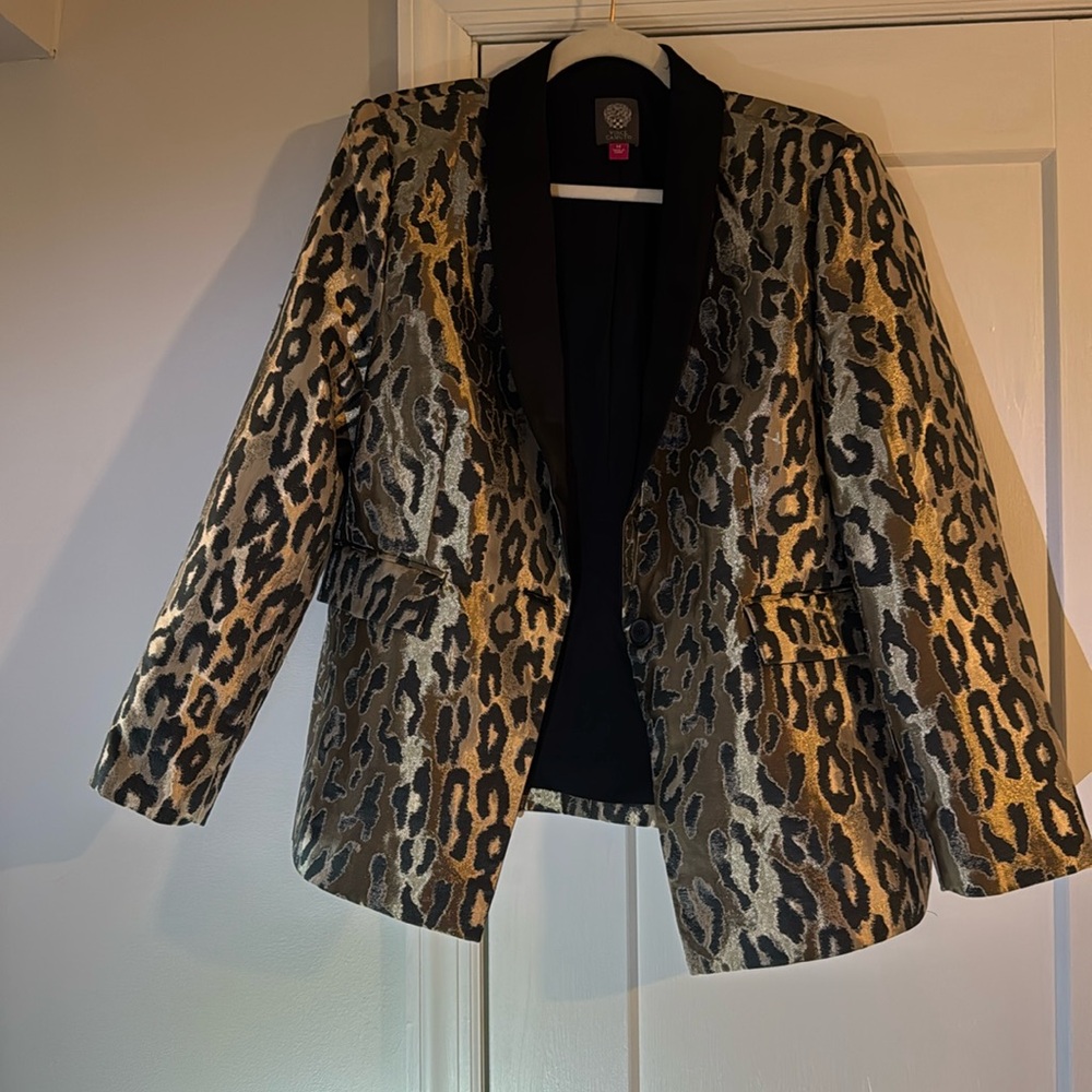 Vince Camuto Shiny Leopard Blazer